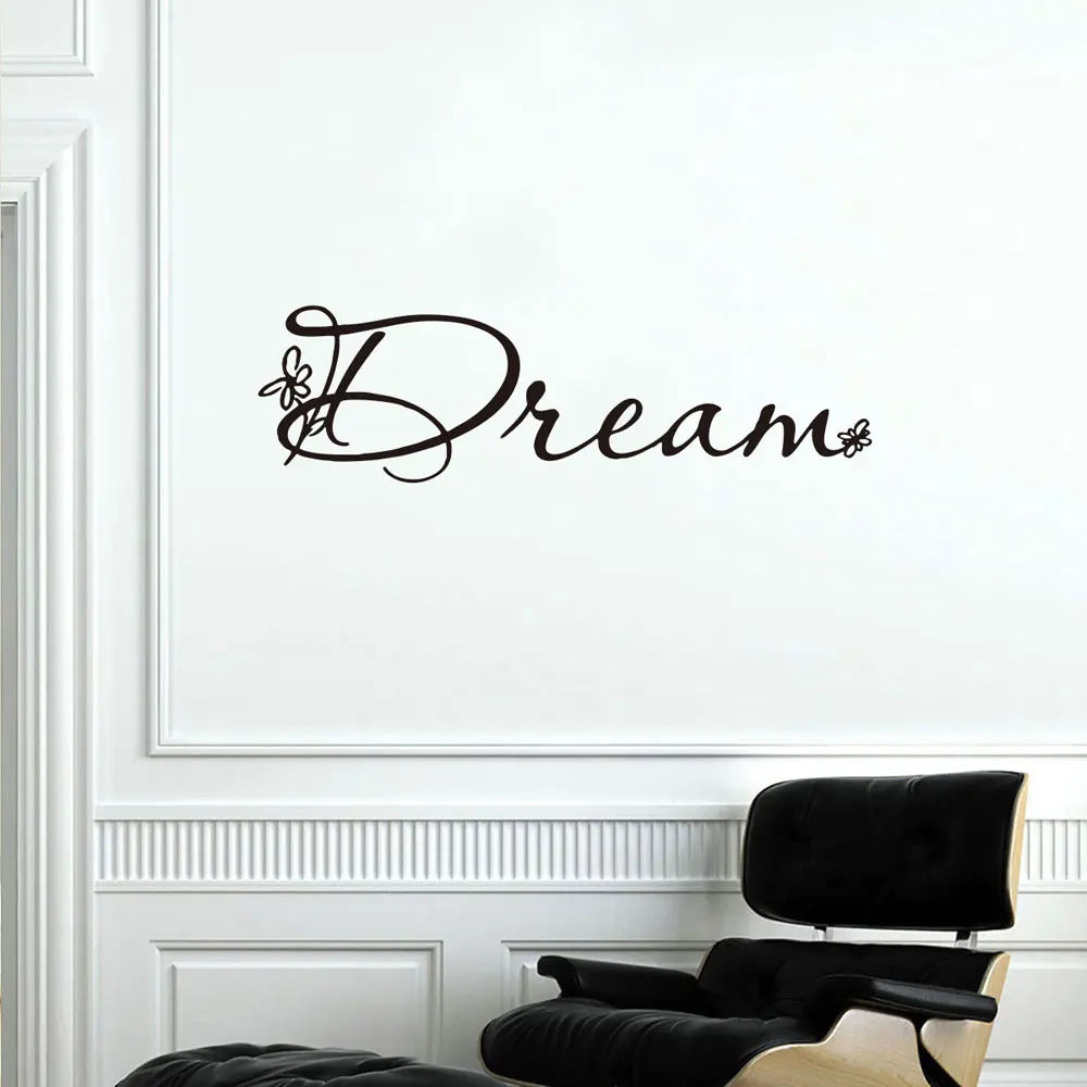 English Art Font Dream Wall Sticker Living Room Bedroom Home Decoration Showcase Decals Self-adhesive Creative Pattern Wallpaper