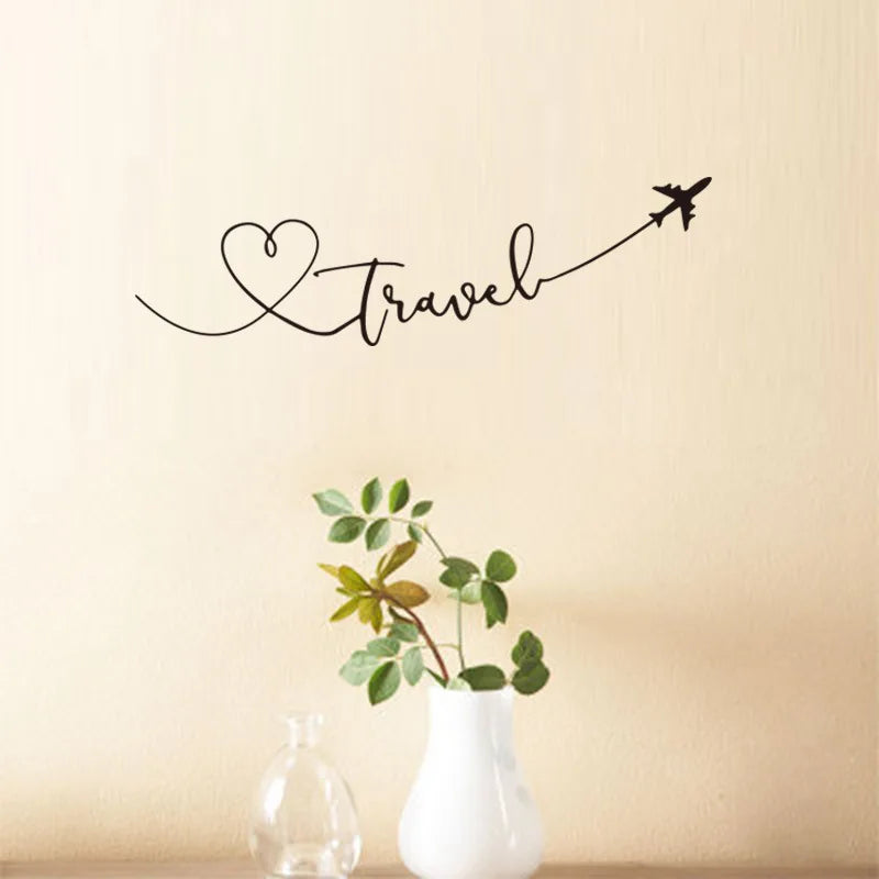 Creative Travel Theme Wall Stickers Art Font Bedroom Living Room Decoration Decals Hand Carved Background Home Decor Wallpaper
