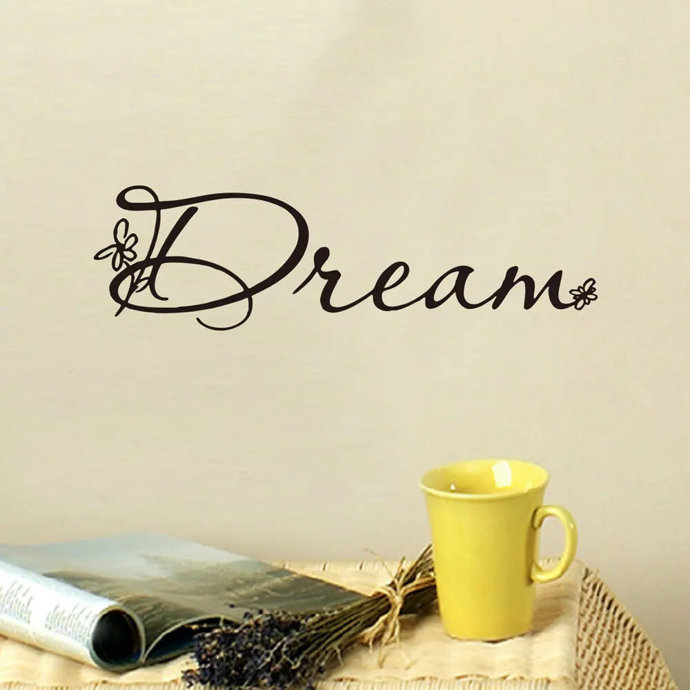 English Art Font Dream Wall Sticker Living Room Bedroom Home Decoration Showcase Decals Self-adhesive Creative Pattern Wallpaper