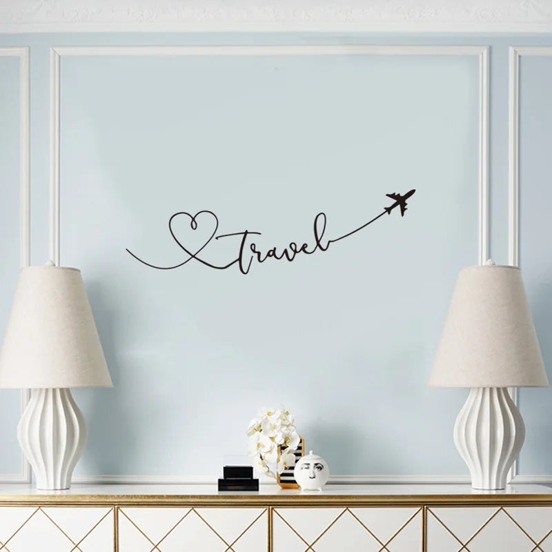 Creative Travel Theme Wall Stickers Art Font Bedroom Living Room Decoration Decals Hand Carved Background Home Decor Wallpaper
