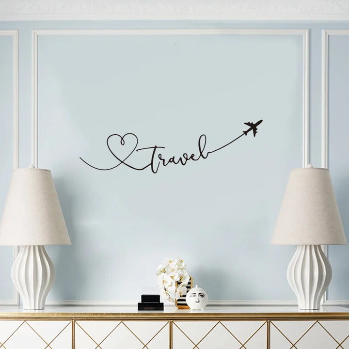 Creative Travel Theme Wall Stickers Art Font Bedroom Living Room Decoration Decals Hand Carved Background Home Decor Wallpaper
