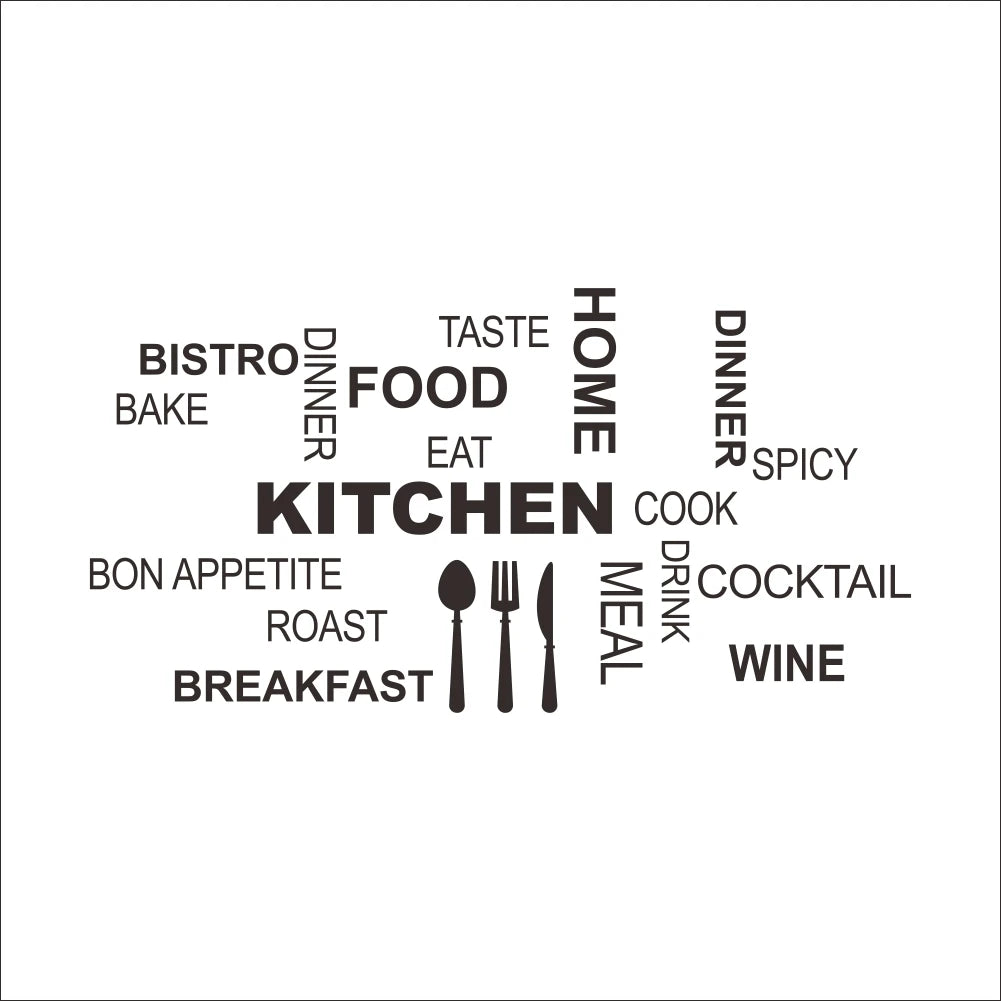 Art Quotes Kitchen Wall Stickers Vinyl Waterproof Decal food Sticker For cooking house Decoration Mural wall stickers wallpaper