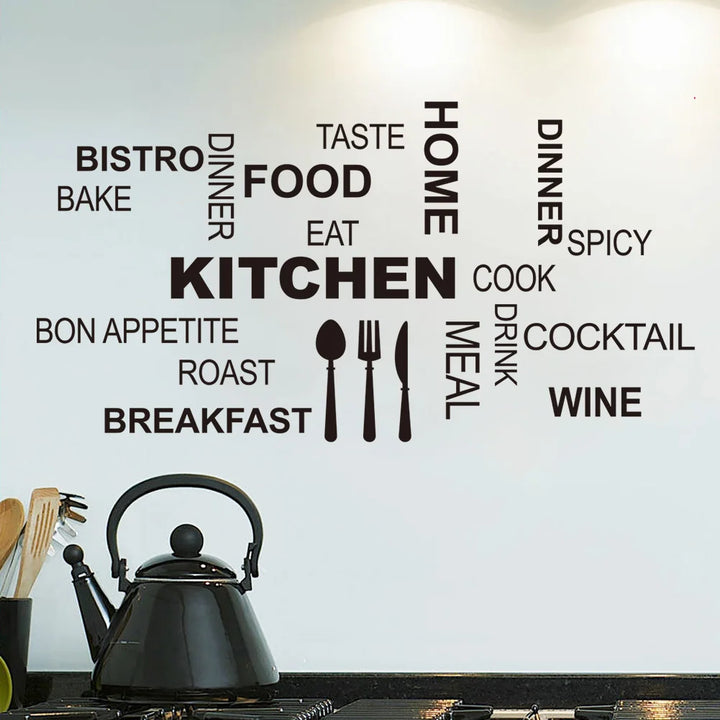 Art Quotes Kitchen Wall Stickers Vinyl Waterproof Decal food Sticker For cooking house Decoration Mural wall stickers wallpaper