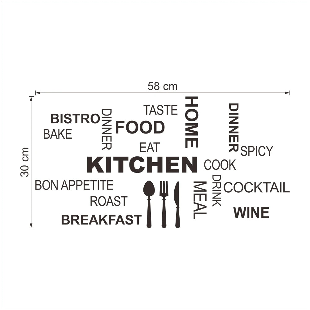Art Quotes Kitchen Wall Stickers Vinyl Waterproof Decal food Sticker For cooking house Decoration Mural wall stickers wallpaper