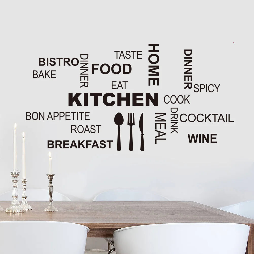 Art Quotes Kitchen Wall Stickers Vinyl Waterproof Decal food Sticker For cooking house Decoration Mural wall stickers wallpaper