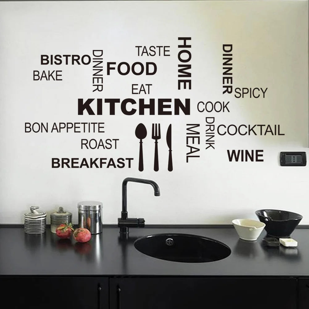 Art Quotes Kitchen Wall Stickers Vinyl Waterproof Decal food Sticker For cooking house Decoration Mural wall stickers wallpaper