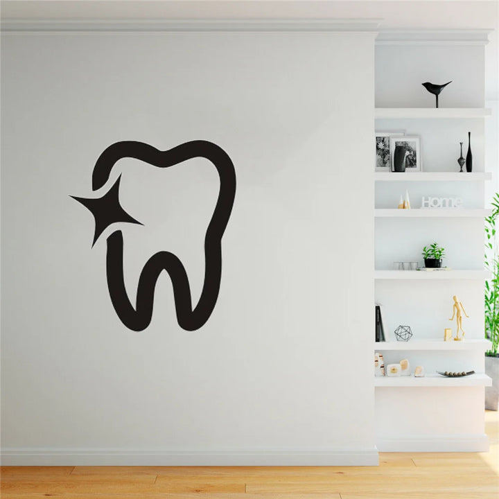 Dental Clinic Wall Decal Bathroom Poster Vinyl Wall Decals Decor Mural Tooth Brushing Shiny Teeth Dentistry Sticker