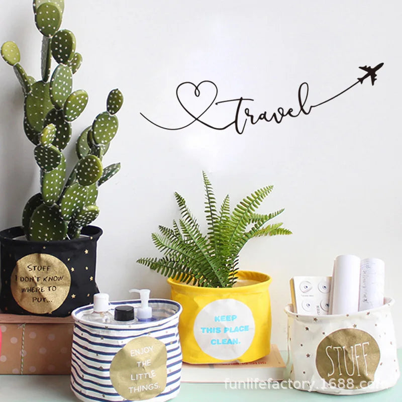 Creative Travel Theme Wall Stickers Art Font Bedroom Living Room Decoration Decals Hand Carved Background Home Decor Wallpaper