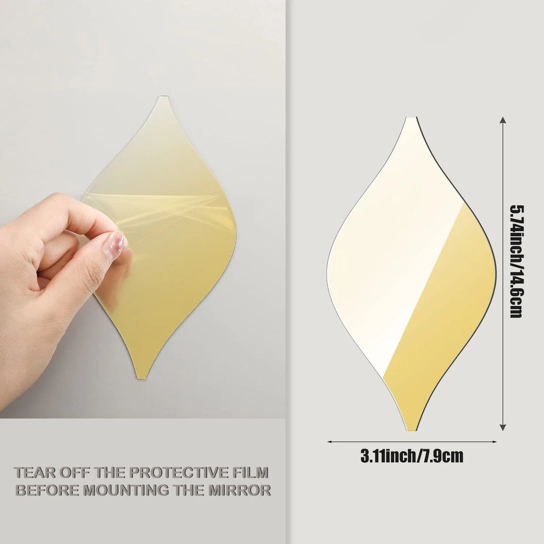 10pcs Acrylic Bathroom Leaf Mirror Wall Sticker Home Decoration Self-adhesive Waterpoof Art Mural Living Room Kitchen Wallpaper