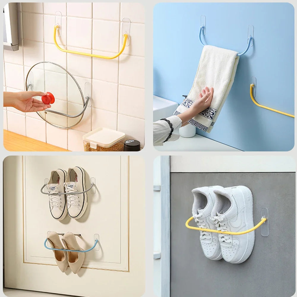 1/4pcs Shoe Rack Wall Mounted Simple Bathroom Slippers Hook Bracket Shoe Rack Storage Clothes Hanger Shoe Rack Clothes Hanger
