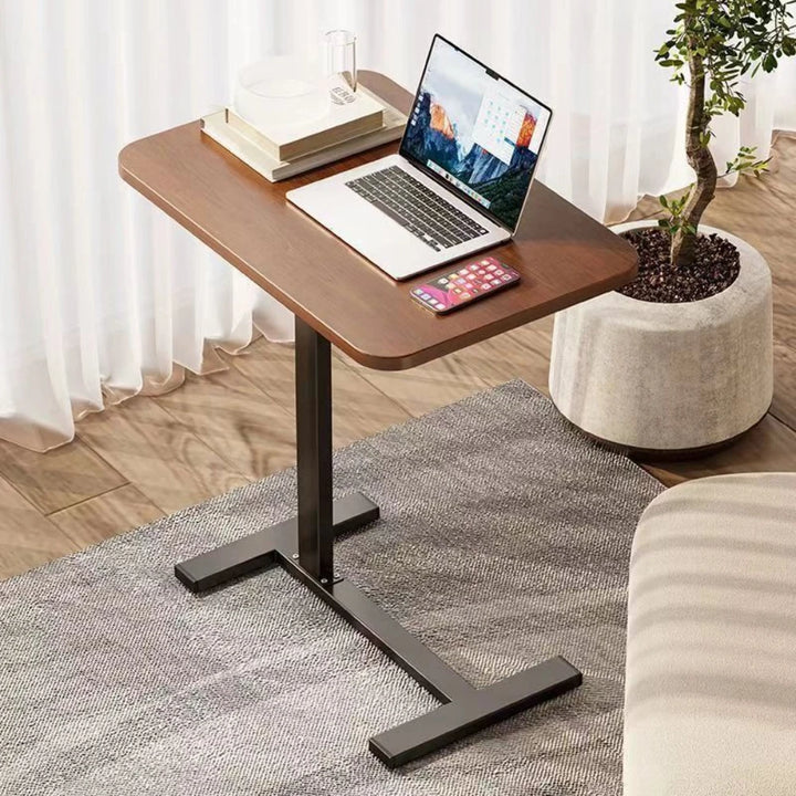Stainless Steel Small Edge Table, Bedside Table Household Mobile Desk Bedroom with Wheels Easy Lifting Learning Desk Workbench