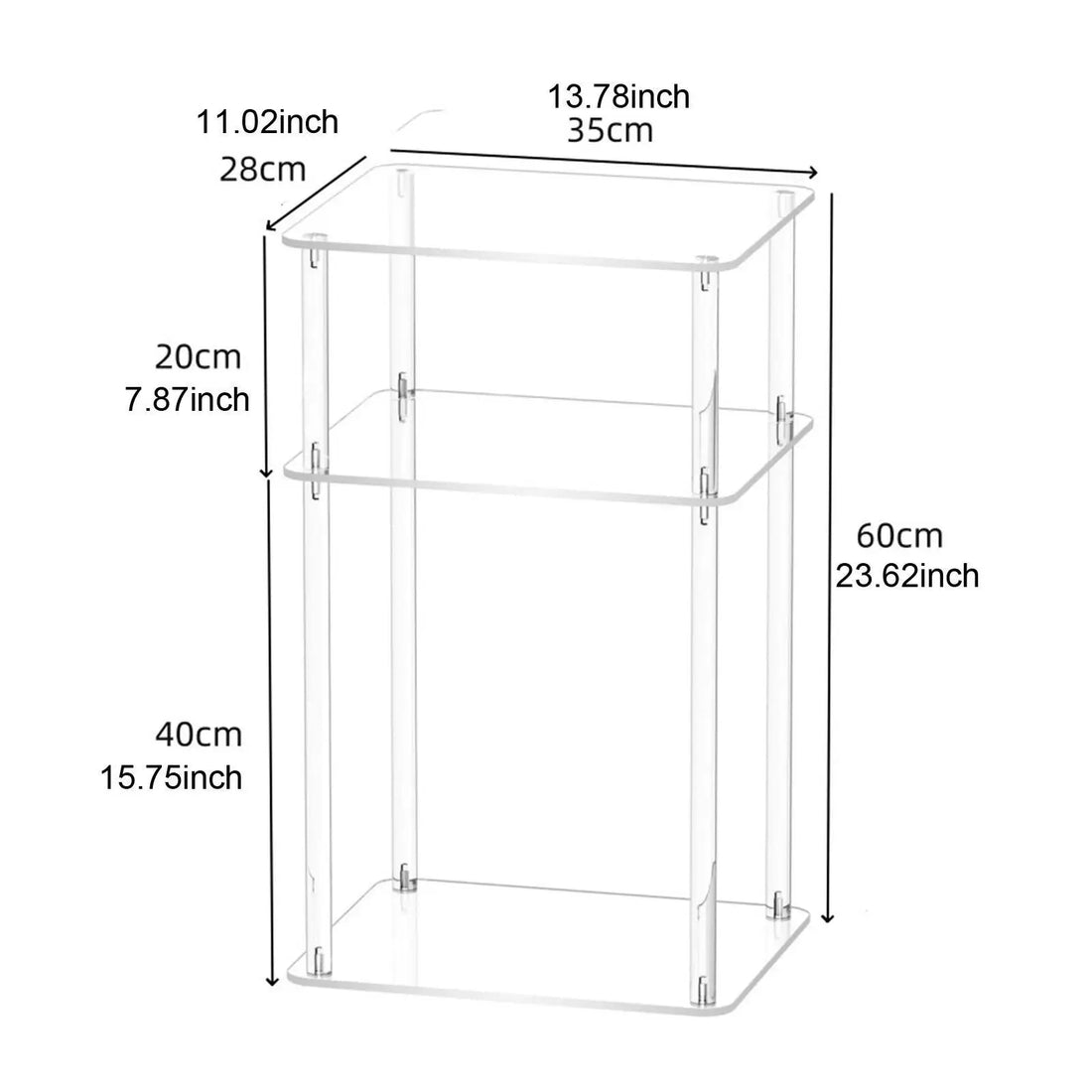 Acrylic Side Table Clear NightStand 3 Tier End Table Bedside Table Lightweight Furniture for Bedroom Home Balcony Study Entryway