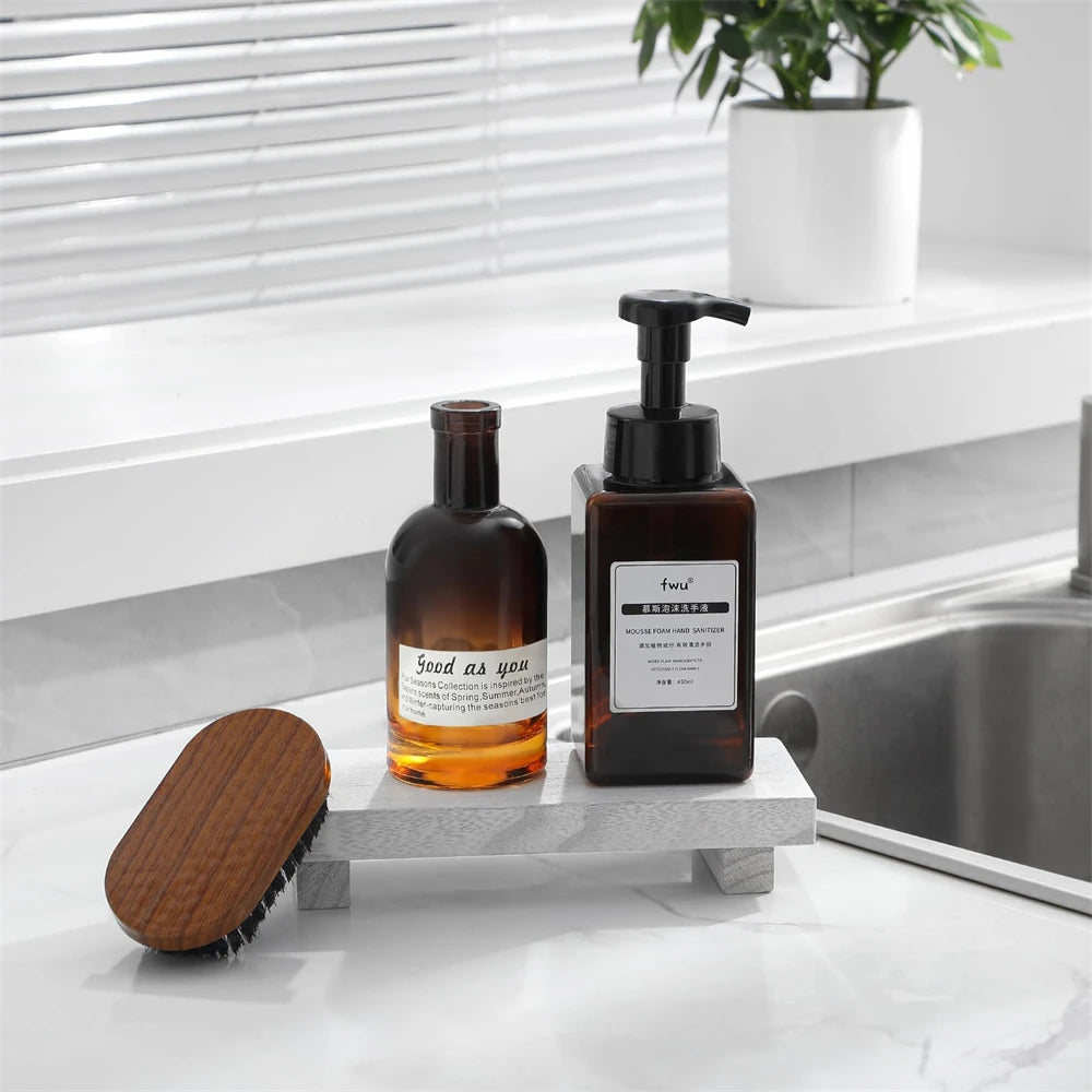 Small Wood Riser for Decor Display Bathroom Counter Sink  Dish Soap Tray for Kitchen Counter Small Soap Stand Dispenser
