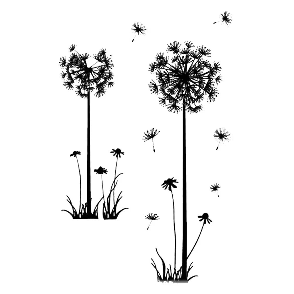 Black Dandelion Decorative Wall Stickers Sitting Room Bedroom Wall Stickers Household Adornment PVC Wall Decals Mural Art Poster