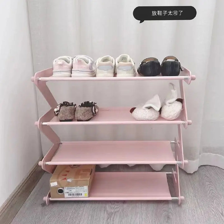 Simple shoe rack storage cabinet, shoe box storage, layered assembly, Z-shaped shoe rack, folding shoe rack, small shoe rack