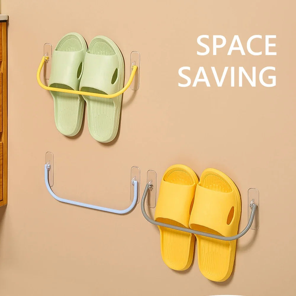 1/4pcs Shoe Rack Wall Mounted Simple Bathroom Slippers Hook Bracket Shoe Rack Storage Clothes Hanger Shoe Rack Clothes Hanger