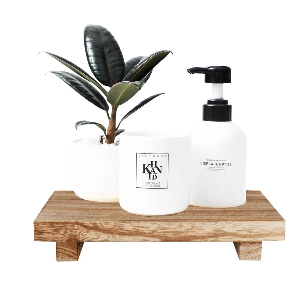 Small Wood Riser for Decor Display Bathroom Counter Sink  Dish Soap Tray for Kitchen Counter Small Soap Stand Dispenser