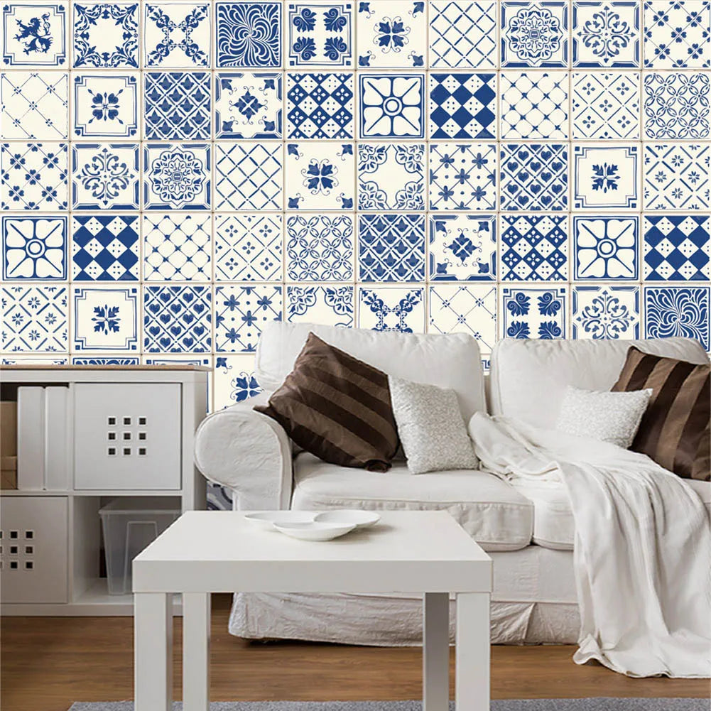 20pcs Retro Waterproof Tile Mosaic Sticker Kitchen Bathroom Adhesive Wallpaper Classic Colors Simple Durable Design