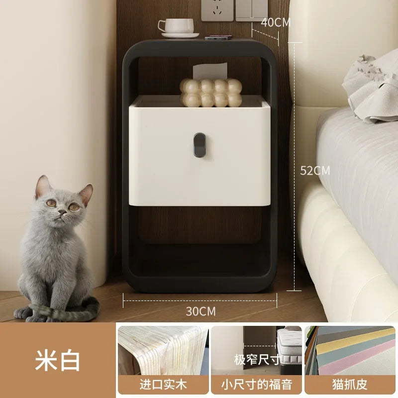 Small Spaces Night Table Aesthetic Design Storage Unique Bedside Cabinet Narrow Comodini Camera Da Letto Bedroom Furniture