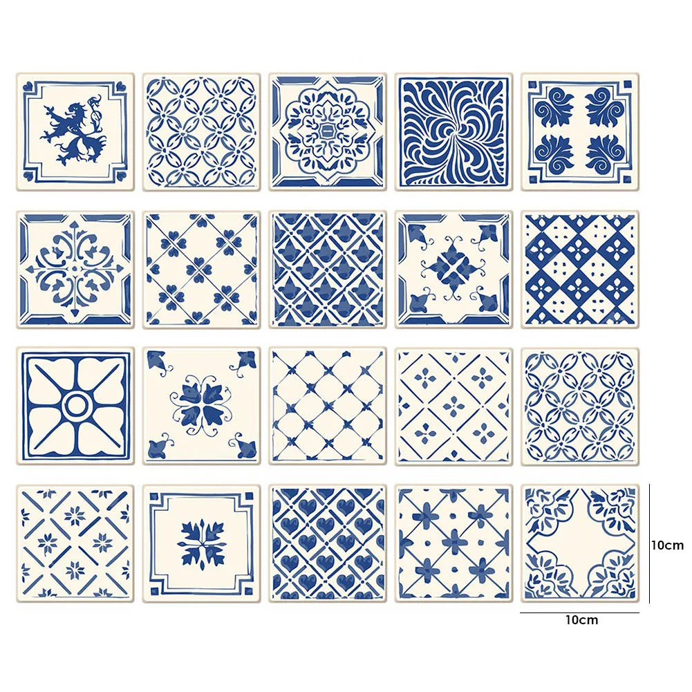 20pcs Retro Waterproof Tile Mosaic Sticker Kitchen Bathroom Adhesive Wallpaper Classic Colors Simple Durable Design