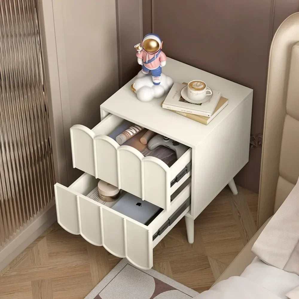 Drawers Minimalist Bedside Table White Nordic Narrow Center Design Bedside Table Pretty European Szafka Nocna Indoor Furniture