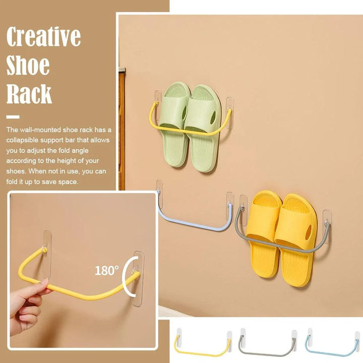 1/4pcs Shoe Rack Wall Mounted Simple Bathroom Slippers Hook Bracket Shoe Rack Storage Clothes Hanger Shoe Rack Clothes Hanger