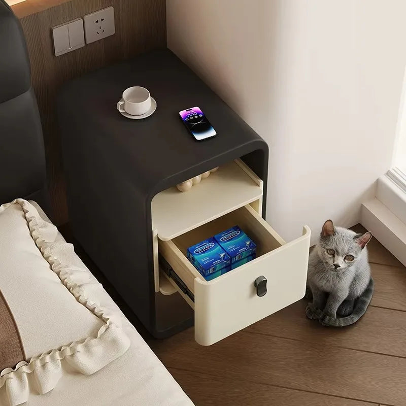 Small Spaces Night Table Aesthetic Design Storage Unique Bedside Cabinet Narrow Comodini Camera Da Letto Bedroom Furniture