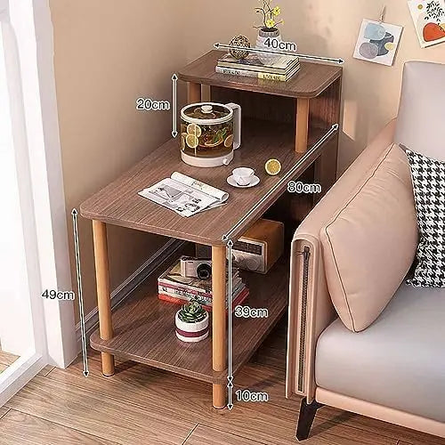 Coffee Table End Table Sofa Side Table,Coffee Table,Bed Side Table With 3-Tier Storage Shelf For Small Space
