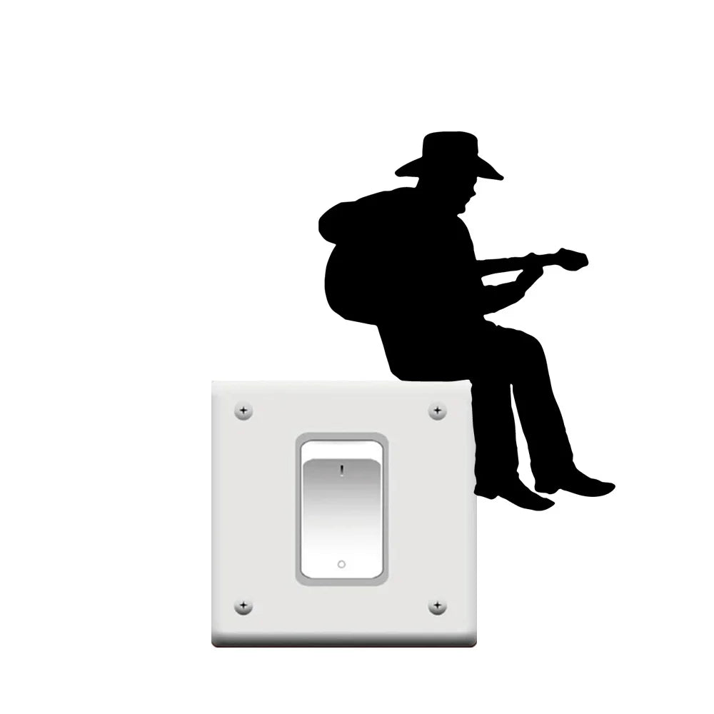 1 pc diy Cartoon music band or sports switch decor Decals Home Decor For bedroom Decoration Waterproof Wall Art Decal
