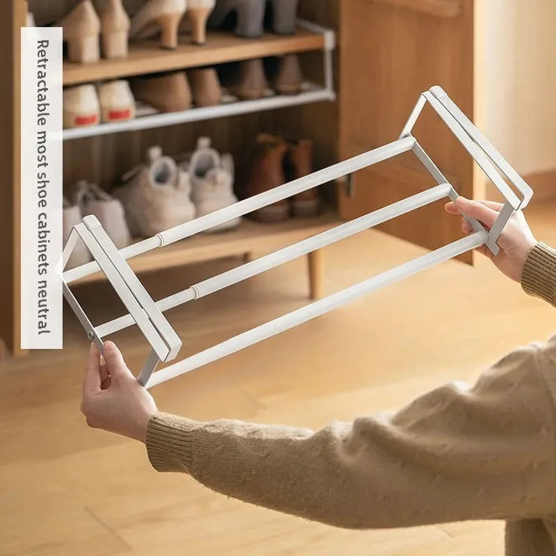 Adjustable Shoe Rack | Space-Saving Layered Organizer For Home Shoe Cabinets | Under-Shelf Shoe Holder With Hanging Basket