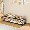 Long Shoe Rack Save Space 2 Tier, Sturdy Wide Shoe Rack for Closet, Entryway, Mudroom, Garage