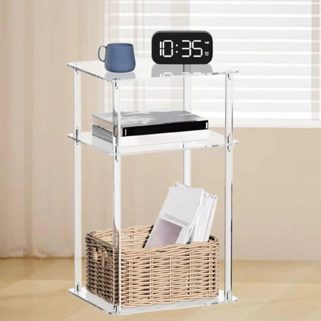 Acrylic Side Table Clear NightStand 3 Tier End Table Bedside Table Lightweight Furniture for Bedroom Home Balcony Study Entryway