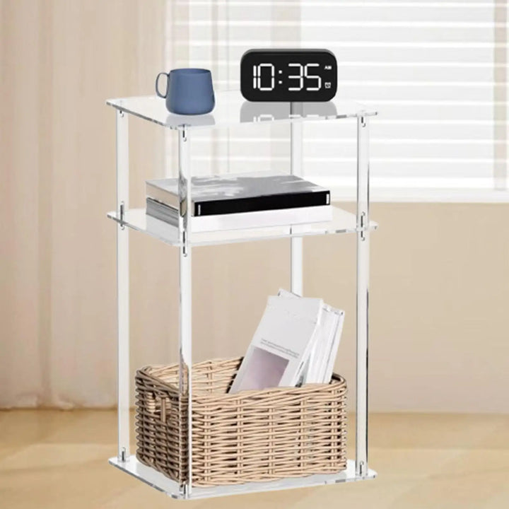 Acrylic Side Table Clear NightStand 3 Tier End Table Bedside Table Lightweight Furniture for Bedroom Home Balcony Study Entryway