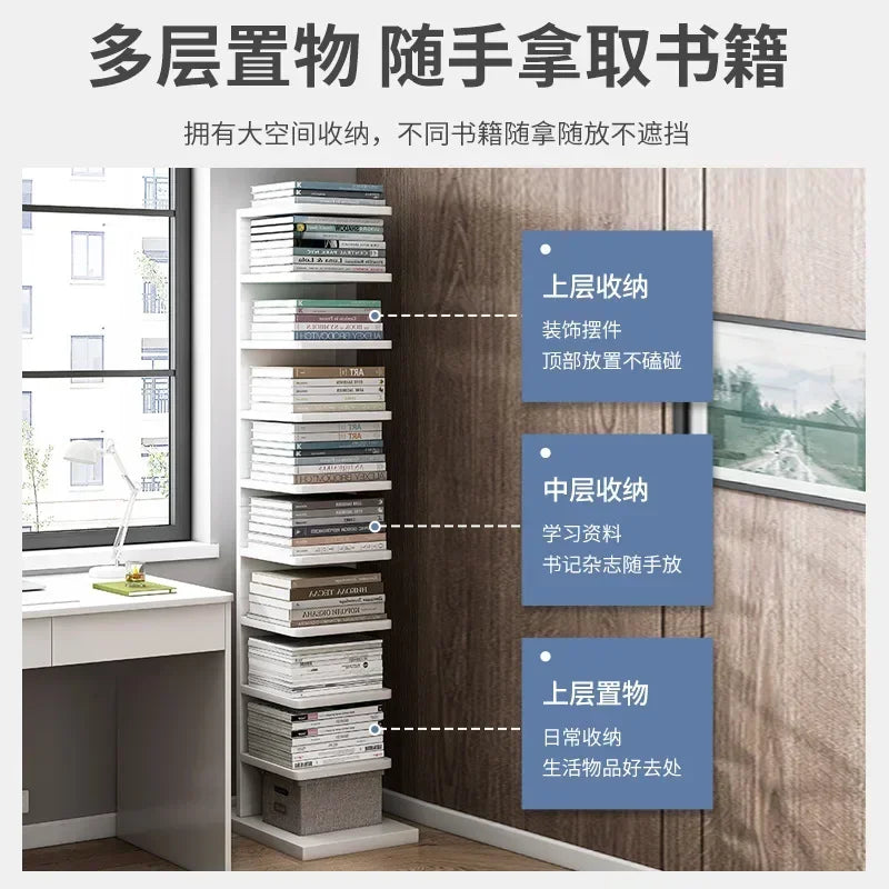 Modern 6 Shelf Tall Bookshelf White Books Rack Floor Simple Industrial Child Book Shelf for Home Bookcases Furniture Book Rack