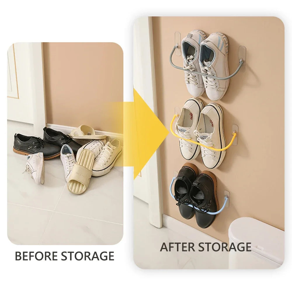 1/4pcs Shoe Rack Wall Mounted Simple Bathroom Slippers Hook Bracket Shoe Rack Storage Clothes Hanger Shoe Rack Clothes Hanger