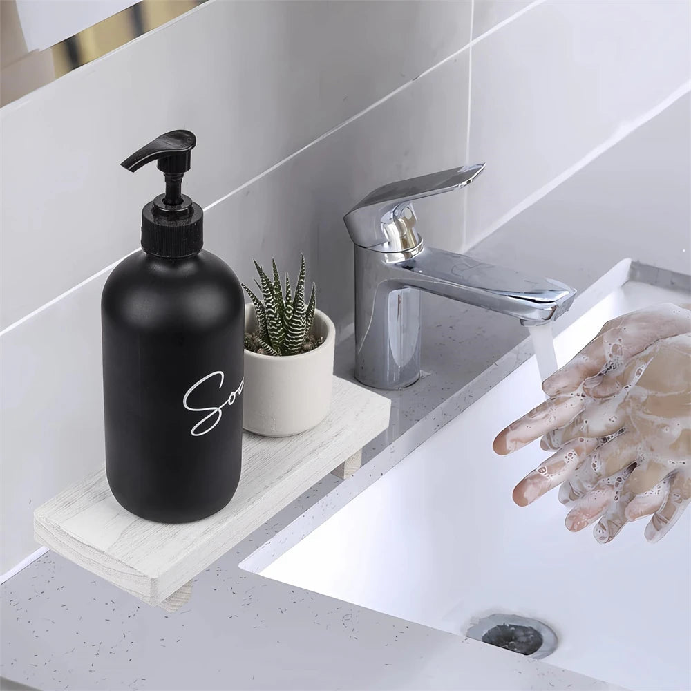 Small Wood Riser for Decor Display Bathroom Counter Sink  Dish Soap Tray for Kitchen Counter Small Soap Stand Dispenser