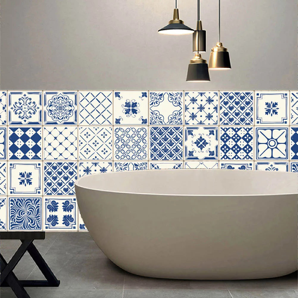 20pcs Retro Waterproof Tile Mosaic Sticker Kitchen Bathroom Adhesive Wallpaper Classic Colors Simple Durable Design
