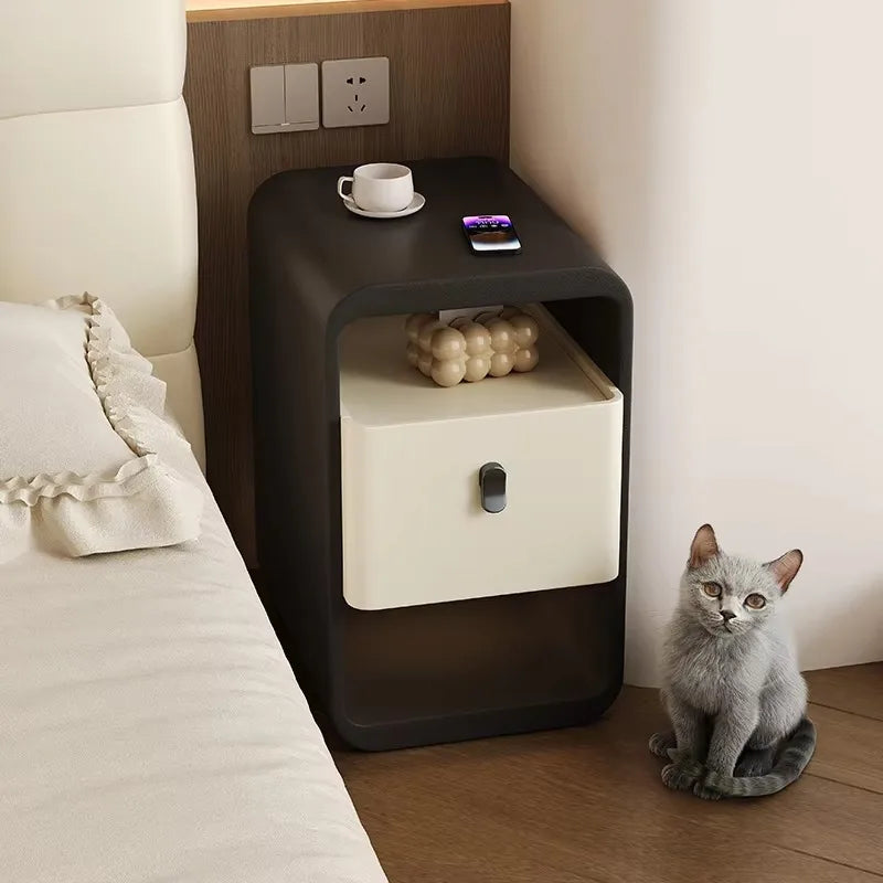 Small Spaces Night Table Aesthetic Design Storage Unique Bedside Cabinet Narrow Comodini Camera Da Letto Bedroom Furniture