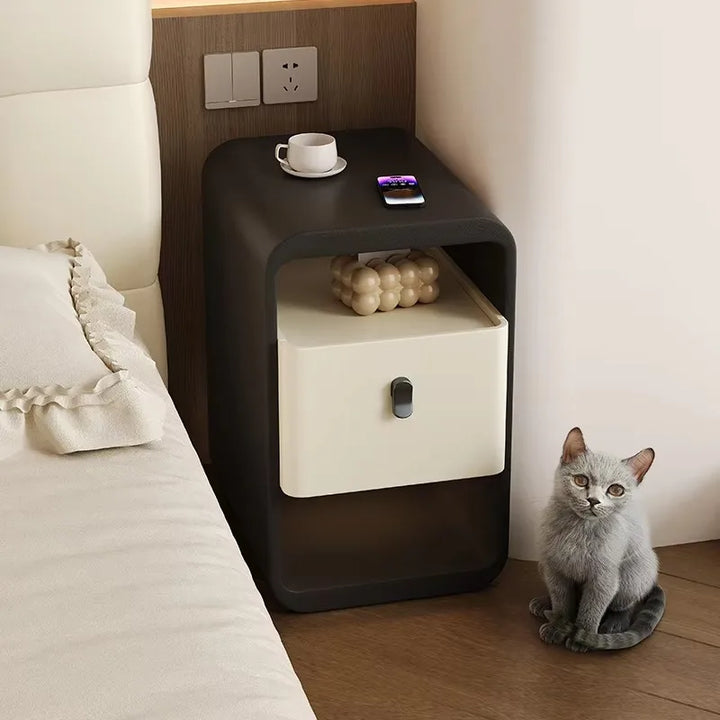 Small Spaces Night Table Aesthetic Design Storage Unique Bedside Cabinet Narrow Comodini Camera Da Letto Bedroom Furniture