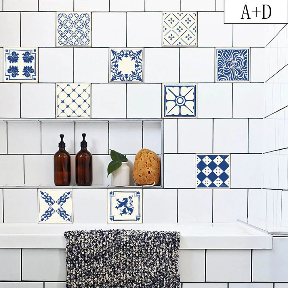 20pcs Retro Waterproof Tile Mosaic Sticker Kitchen Bathroom Adhesive Wallpaper Classic Colors Simple Durable Design