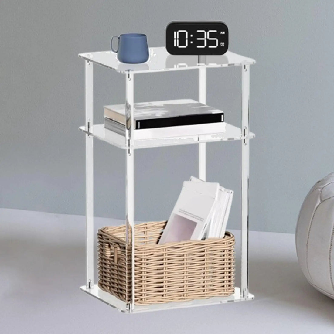 Acrylic Side Table Clear NightStand 3 Tier End Table Bedside Table Lightweight Furniture for Bedroom Home Balcony Study Entryway